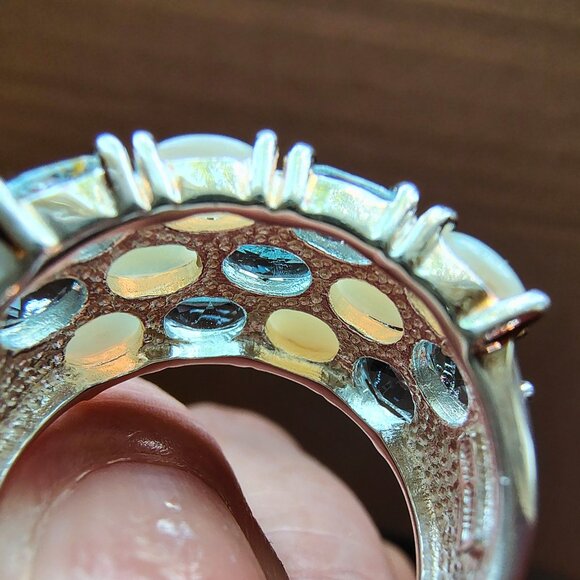 Sterling Silver Blue Topaz & Opal Ring • Oval Gemstones • New with Tag - Picture 8 of 12
